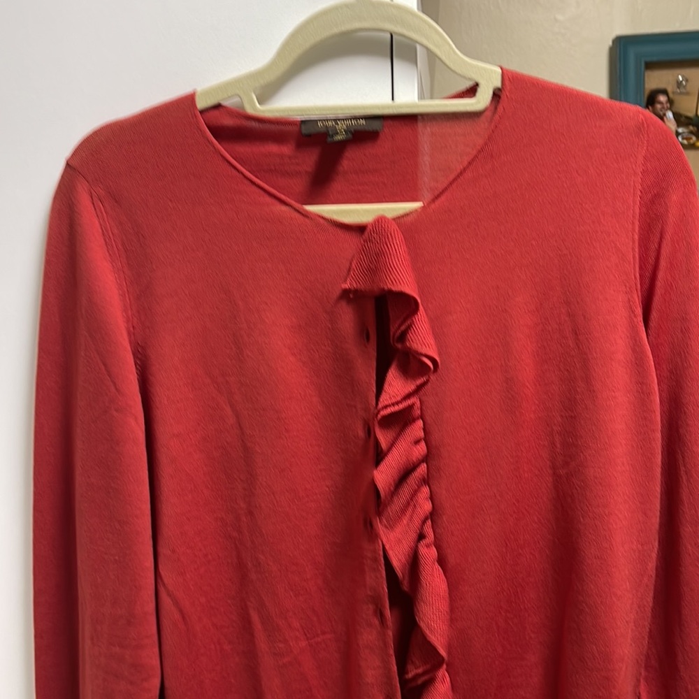 Louis Vuitton Ruffled Rust Button Down Cardigan - image 6